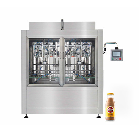 Flaske flydende pasta flødesauce syltetøj påfyldningslåg Produktionslinje Lineær type Automatisk 4 dysefyldningsmaskine 